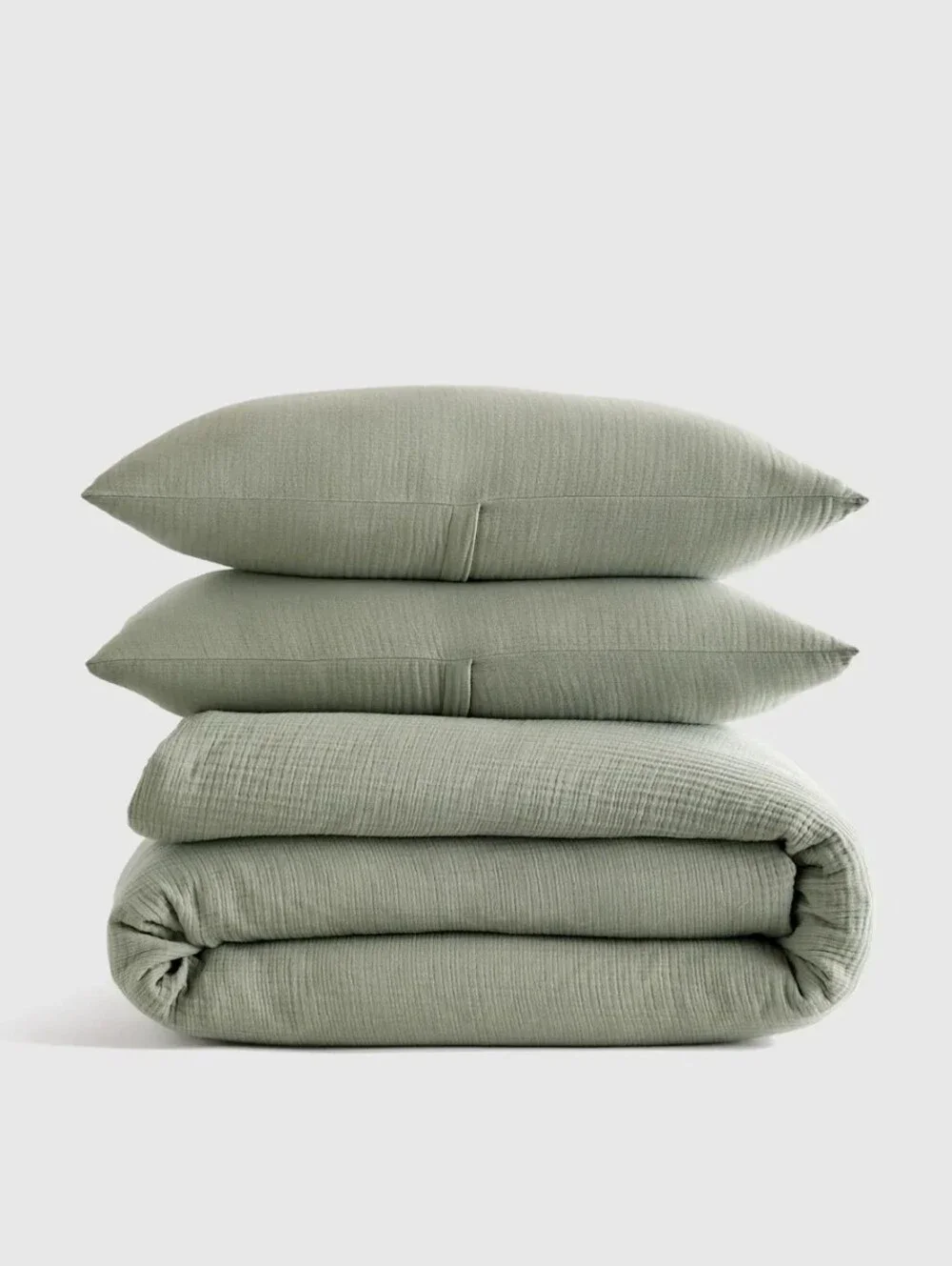 NWT Quince Organic Cotton Gauze Duvet Cover Set Queen Dried Sage